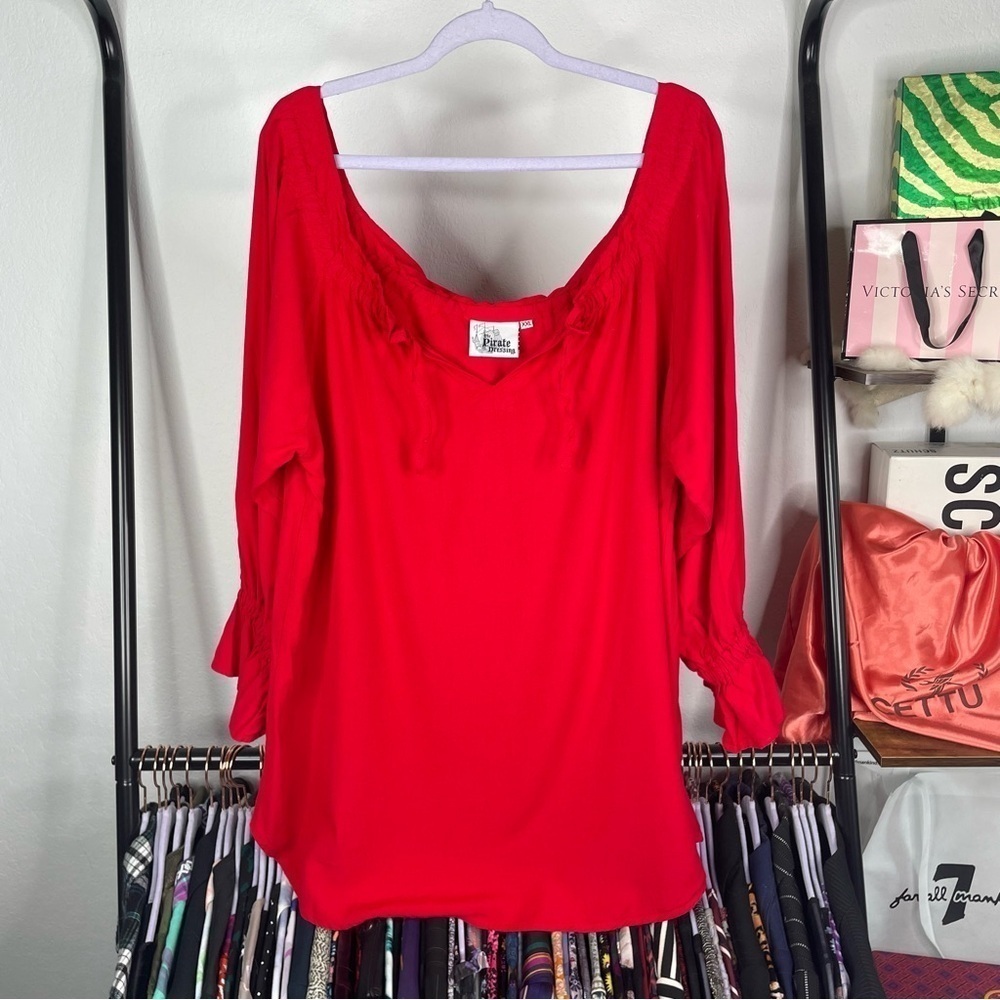 The Pirate Dressing Red Wench Peasant Top